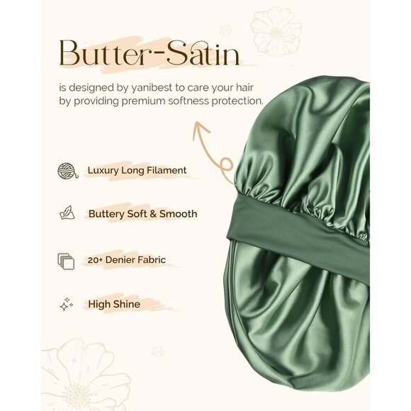 Silk Satin Sleep Bonnet Women Double Layer Elastic Hair Protection for Natural C main image 6
